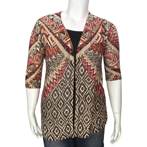 Chicos Womens Daniella Cardigan Sweater Tribal Diva 3/4 Sleeve Rayon Size 1 | M - Picture 2 of 14